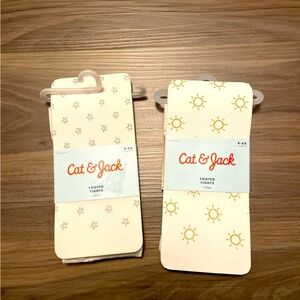 Cat & Jack White Tights Set with Sun and Snowflake Patterns size 4-6X-NWT